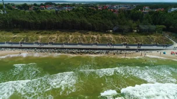 Promenada Bałtycka Rowy Promenada Morze Bałtyckie Widok Lotu Ptaka Polska — Wideo stockowe
