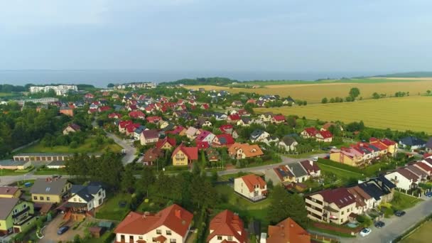 Belle Case Paesaggio Puck Domy Krajobraz Vista Aerea Polonia Filmati — Video Stock