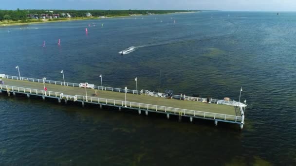 Panorama Pier Bay Jurata Molo Zatoka Αεροφωτογραφία Πολωνία Υψηλής Ποιότητας — Αρχείο Βίντεο
