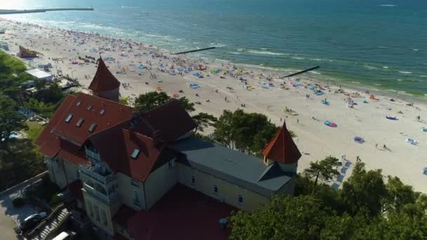 Castle Hotel Leba Zamek Otel Havacılık Görünümü Polonya Yüksek Kalite — Stok video