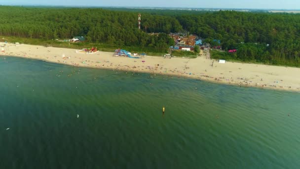 Güzel Plaj Stegna Plaza Havadan Görünüm Polonya Yüksek Kalite Görüntü — Stok video
