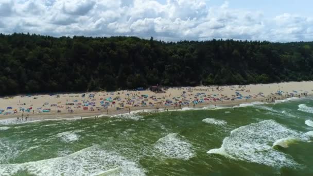 Παραλία Βαλτική Θάλασσα Jastrzebia Gora Plaza Morze Baltyckie Aerial View — Αρχείο Βίντεο