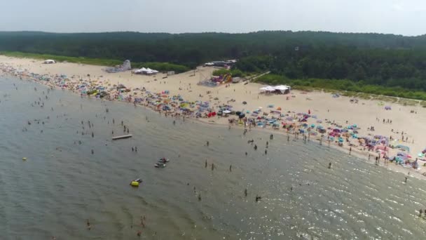 Pláž Baltské Moře Jantar Plaza Morze Aerial View Polsko Vysoce — Stock video