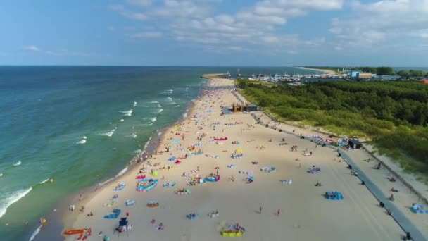 Plaj Baltık Denizi Wladyslawowo Plaza Morze Hava Manzarası Polonya Yüksek — Stok video