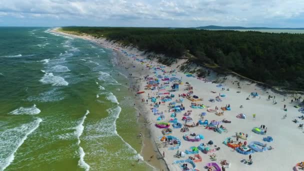 Praia Baltic Sea Rowy Plaza Morze Baltyckie Aerial View Poland — Vídeo de Stock