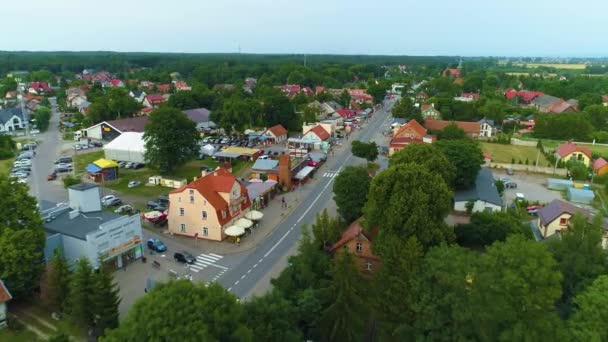 Όμορφο Τοπίο Main Street Stegna Aerial View Πολωνία Υψηλής Ποιότητας — Αρχείο Βίντεο