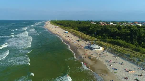 波罗的海 贾斯塔尼亚 莫泽广场 波兰航空景观 高质量的4K镜头 — 图库视频影像