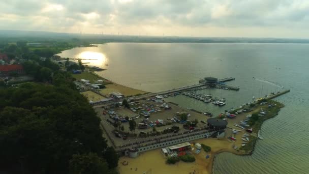 Molo Yacht Harbor Puck Port Aerial View Polsko Vysoce Kvalitní — Stock video