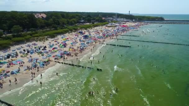 Plaża Bałtyk Morze Bałtyckie Ustka Plaza Morze Baltyckie Widok Powietrza — Wideo stockowe