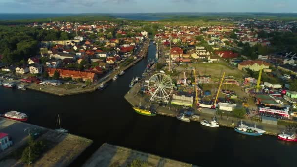 Krásná Krajina Port Leba Piekny Krajobraz Aerial View Polsko Vysoce — Stock video