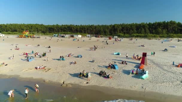Plaża Morze Bałtyckie Leba Plaza Morze Baltyckie Widok Lotu Ptaka — Wideo stockowe