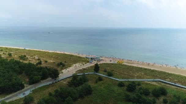Plaj Baltık Denizi Hel Plaza Morz Hava Görüntüsü Polonya Yüksek — Stok video