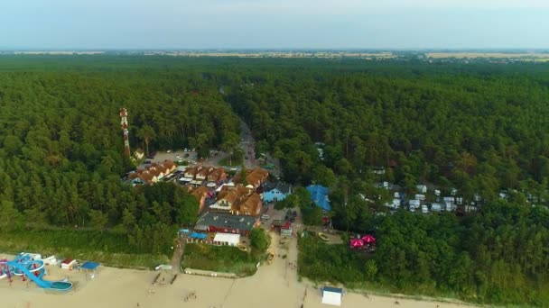Beautiful Beach Forest Stegna Plaza Las Aerial View Poland Кадри — стокове відео