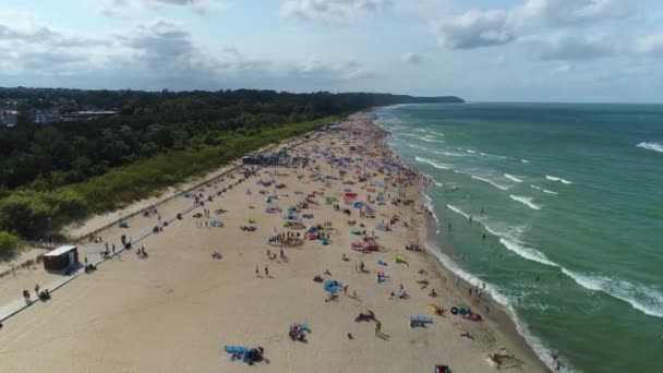 Strand Oostzee Wladyslawowo Plaza Morze Aerial View Polen Hoge Kwaliteit — Stockvideo