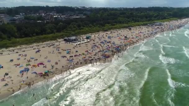 Beach Baltic Sea Wladyslawowo Plaza Morze Aerial View โปแลนด ภาพ — วีดีโอสต็อก