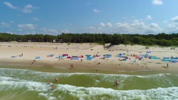 Beach Baltic Sea Rowy Plaza Morze Baltyckie Aerial View Poland — Stock Video