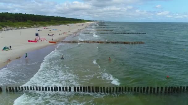 Spiaggia Mar Baltico Chalupy Plaza Morze Vista Aerea Polonia Filmati — Video Stock