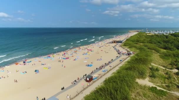 Plage Mer Baltique Wladyslawowo Plaza Morze Vue Aérienne Pologne Images — Video