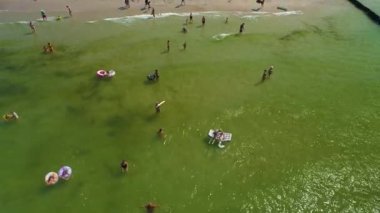 Plaj Baltık Denizi Ustka Plaza Morze Baltyckie Hava Görüntüsü Polonya. Yüksek kalite 4k görüntü