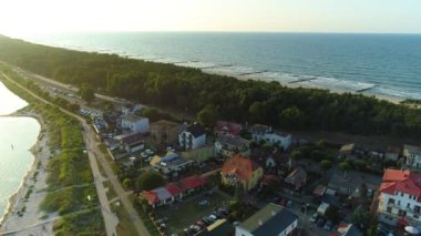 Güzel manzara Kuznica Piekny Krajobraz Hava Manzarası Polonya. Yüksek kalite 4k görüntü