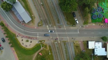 Top Down Center Track Wladyslawowo Centrum Muhafazakar Hava Görüntüsü Polonya. Yüksek kalite 4k görüntü