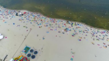 Sahil Baltık Denizi Jantar Plaza Morz Hava Görüntülü Polonya. Yüksek kalite 4k görüntü