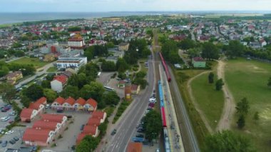 Güzel manzara Wladyslawowo Piekny Krajobraz Hava Manzarası Polonya. Yüksek kalite 4k görüntü