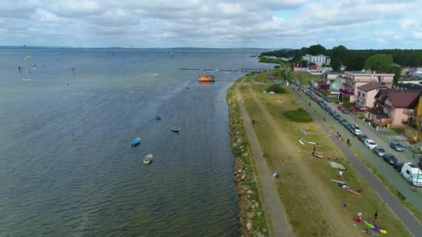 Schöne Bucht Landschaft Chalupy Zatoka Krajobraz Luftaufnahme Polen Hochwertiges Filmmaterial — Stockvideo