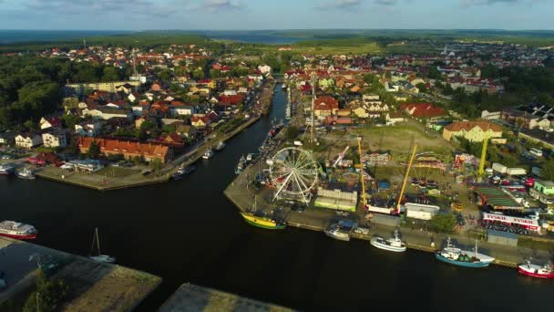 Krásná Krajina Port Leba Piekny Krajobraz Aerial View Polsko Vysoce — Stock video