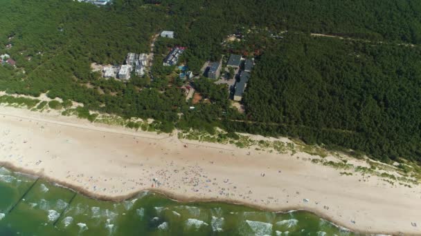 Praia Baltic Sea Rowy Plaza Morze Baltyckie Aerial View Poland — Vídeo de Stock