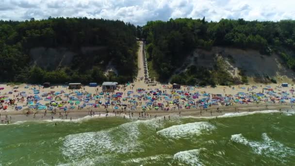Praia Baltic Sea Jastrzebia Gora Plaza Morze Baltyckie Aerial View — Vídeo de Stock
