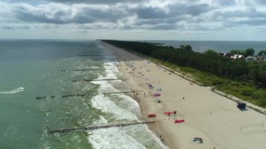 Plaj Baltık Denizi Chalupy Plaza Morz Hava Manzaralı Polonya. Yüksek kalite 4k görüntü