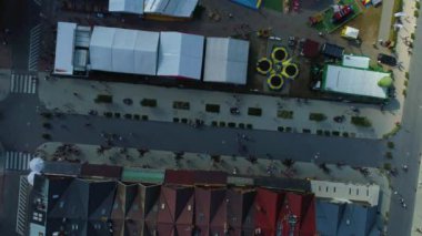 Şehir merkezindeki Wladyslawowo Morska Centrum Hava Manzarası Polonya. Yüksek kalite 4k görüntü