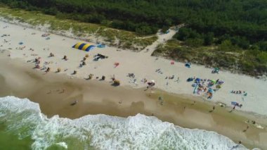 Plaj Baltık Denizi Jurata Plaza Morze Baltyckie Hava Görüntüsü Polonya. Yüksek kalite 4k görüntü