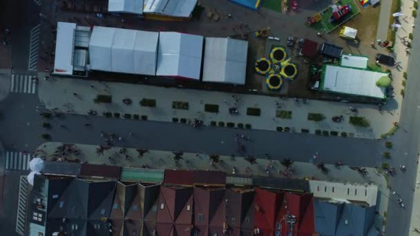 Downtown Wladyslawowo Morska Centrum Aerial View Poland High Quality Footage — Stock Video