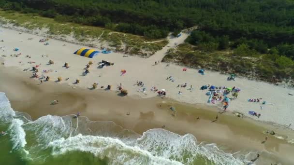 Praia Baltic Sea Jurata Plaza Morze Baltyckie Aerial View Poland — Vídeo de Stock
