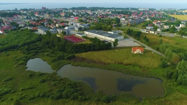 Bellissimo Paesaggio Stagno Puck Piekny Krajobraz Vista Aerea Polonia Filmati — Video Stock