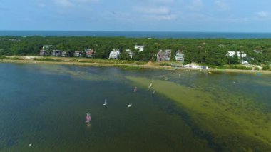 Panorama Windsurfing Körfezi Jurata Havacılık Görünümü Polonya. Yüksek kalite 4k görüntü