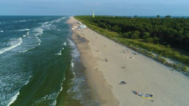 Playa Mar Báltico Jastarnia Plaza Morze Vista Aérea Polonia Imágenes — Vídeos de Stock