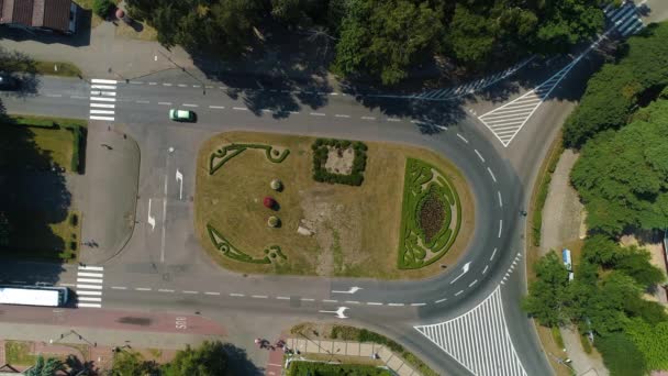 Top Plac Dabrowskiego Square Ustka Downtown Aerial View Polen Hochwertiges — Stockvideo