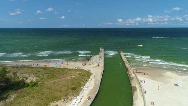 Motorboot Baltic Sea Rowy Morze Baltyckie Aerial View Polen Hoge — Stockvideo