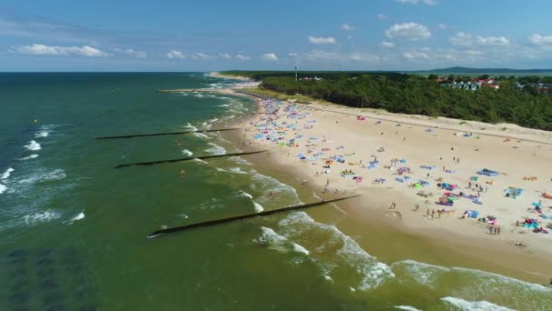 Beach Baltic Sea Rowy Plaza Morze Baltyckie Aerial View Poland — Stock Video