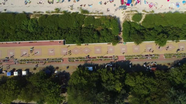 Top Seaside Promenade Ustka Promenada Nadmorska Vista Aérea Polônia Imagens — Vídeo de Stock