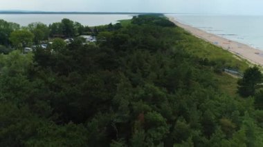 Dabkowice Deniz Ormanı Las Nadmorski Havacılık Polonya. Yüksek kalite 4k görüntü