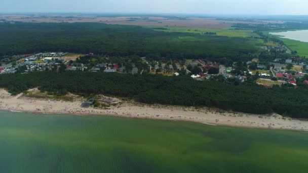 Панорама Біч Балтійське Море Lazy Plaza Morze Baltyckie Aerial View — стокове відео