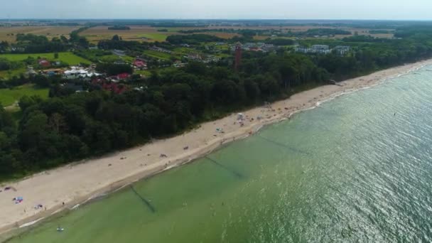 Пляж Балтийского Моря Гаски Плаза Морзе Балтыцкие Воздушный Вид Польши — стоковое видео