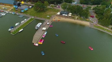 Bukowo Gölü Dabki Od Jeziora Krajobraz Hava Görüntüsü Polonya. Yüksek kalite 4k görüntü