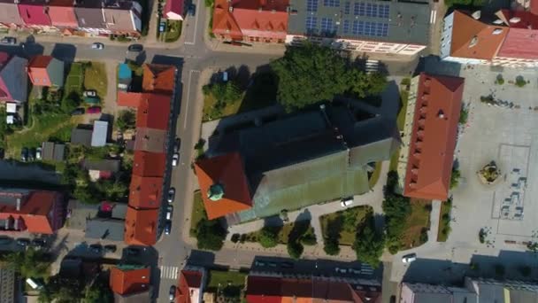 Kostelní Trh Darlowo Kosciol Rynek Centrum Aerial View Polsko Vysoce — Stock video