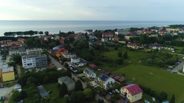 Gyönyörű Táj Ustronie Morskie Piekny Krajobraz Aerial View Lengyelország Kiváló — Stock videók