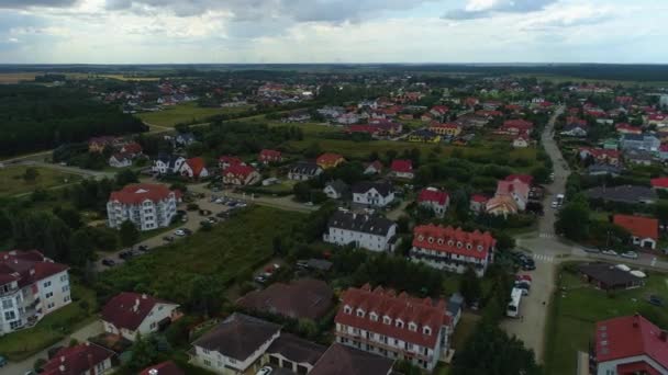 美丽的风景秀丽的园林景观Grzybowo Domy Krajobraz Aerial View Poland 高质量的4K镜头 — 图库视频影像